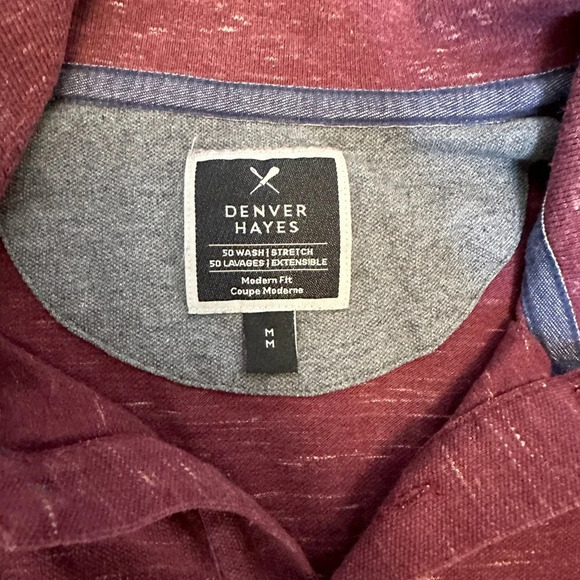 Denver Hayes Modern Fit Polo Sz M Burgundy - Picture 2 of 4